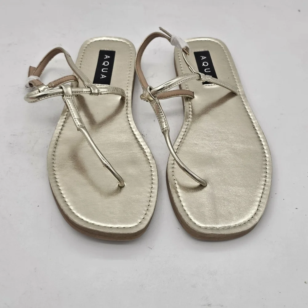 Aqua Zen Strappy Sandals | Metallic Gold | Women’s Size 6.5 | New in Box